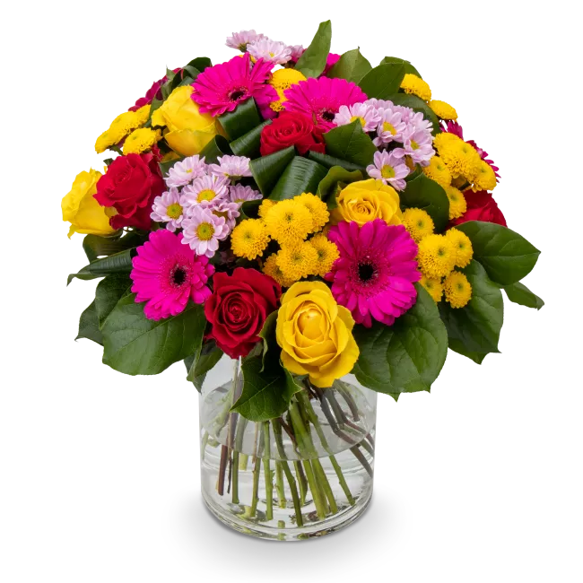 Bouquet with roses and germinis